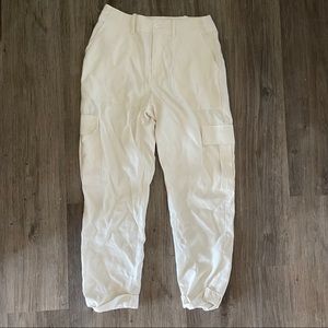 White ankle cargo trousers